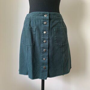 twik par Simons Front Button Dark Green Denim Mini Skirt - Size Medium
